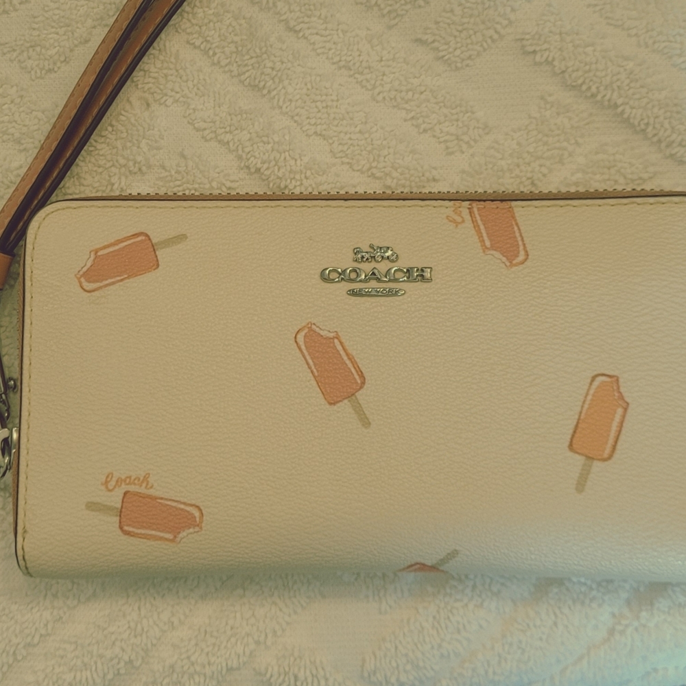 Coach Cream and Orange Popsicle Card Holder